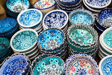 Traditional Cretan painted ceramic dishes for sale