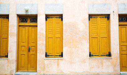 Colorful  yellow doors and windows