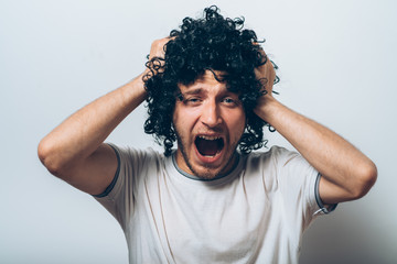 Young guy in black wig