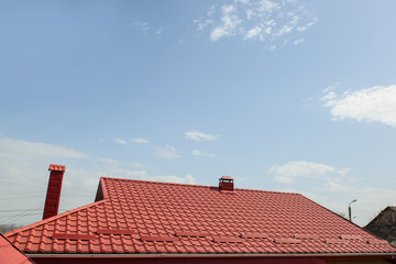 Red roof from from metal tile