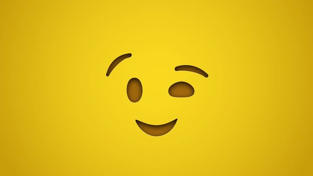 Animated colorful looping winking face emoji background for apps or ad commercial. Bringing life to your screen. Fun character motion graphic design.