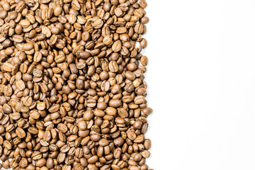 Coffee and seeds on a white background