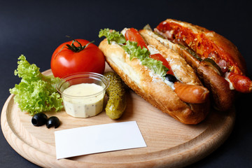 Close up of hot dog. Fast food.