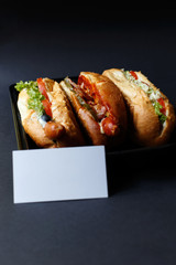 Close up of hot dog. Fast food.