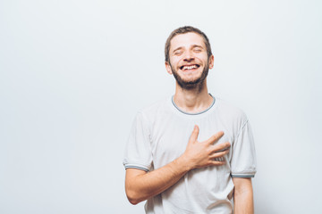 Man listening national anthem. Patriot.