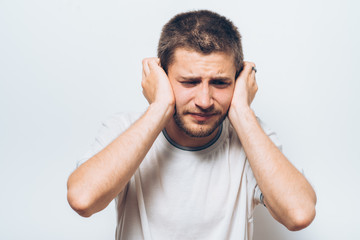 Naklejka premium Close ears man