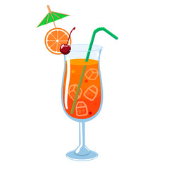 Tequila Sunrise cocktail isolate on a white background. Vector graphics.
