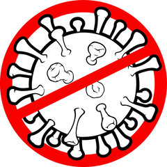 Vector line art drawing of a stop coronavirus (covid-19)