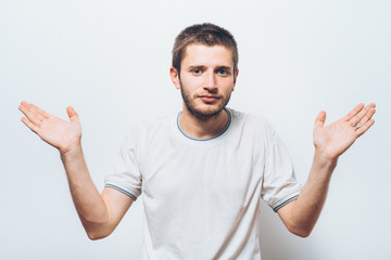 Fototapeta premium man throws up his hands
