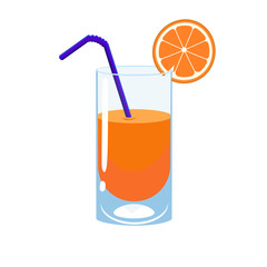 Fresh orange juice isolate on a white background. Vector graphics.