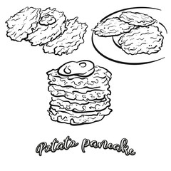 Potato pancake food sketch separated on white