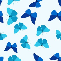 Seamless pattern with random butterflies. Vector illustration.