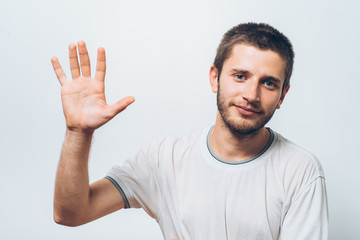 Fototapeta premium Man showing hello