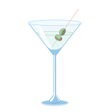 Martini with olives isolate on a white background. Vector graphics.