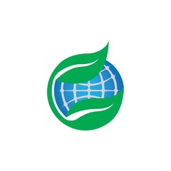 Green Ecological Logo Globe Leaf Icon