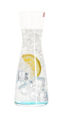 water bottle with ice and lemon