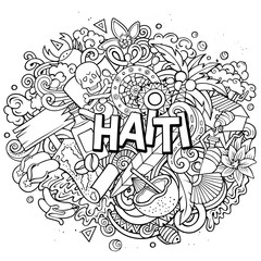 Haiti hand drawn cartoon doodles illustration. Funny design.