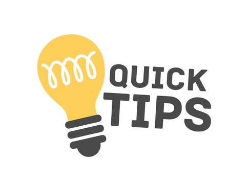Cartoon quick tip badge isolated on white background