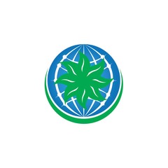 Green Ecological Logo Globe Leaf Icon
