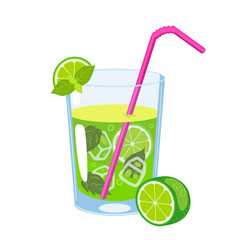 Mojito cocktail isolate on a white background. Vector graphics.