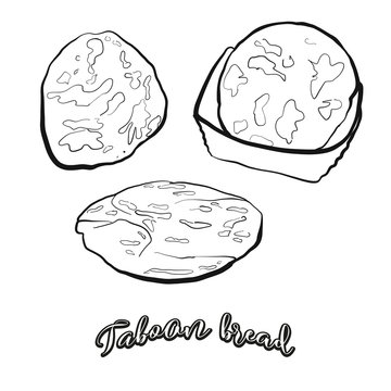 Taboon Bread Food Sketch Separated On White