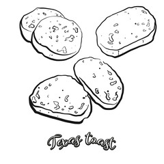 Texas toast food sketch separated on white