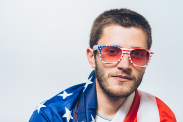 Fototapeta premium Man listening national anthem. Patriot.
