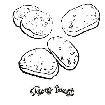 Texas Toast Food Sketch Separated On White