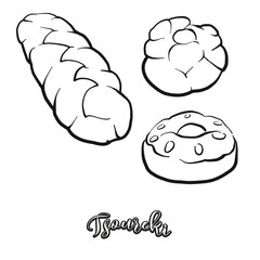 Tsoureki food sketch separated on white