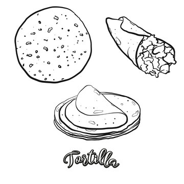 Tortilla food sketch separated on white