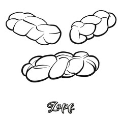 Zopf food sketch separated on white