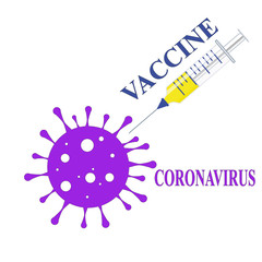 Vector image of coronavirus protection against, injection by vaccinatio