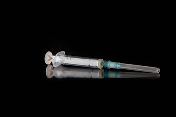 syringe medical instrument, syringe with reflection