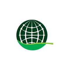 Green Ecological Logo Globe Leaf Icon