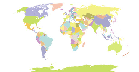 Political detail world map with separated country. Vector