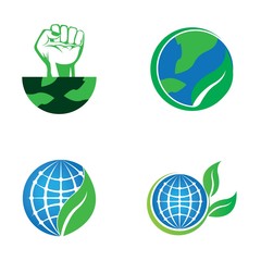 Green Ecological Logo Globe Leaf Icon
