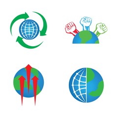 Green Ecological Logo Globe Leaf Icon