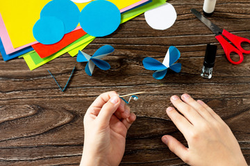 Instructions, step 6. Paper decor butterflies or summer garland. Handmade paper ideas. The project of children's creativity, crafts, crafts for children.