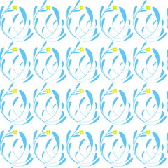 Cute blue Flower pattern on white background