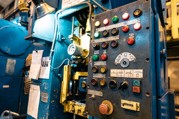 Detail of an industrial machine hydraulic press