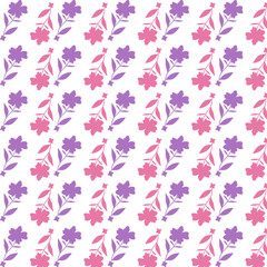 Pink Flower Pattern on white background