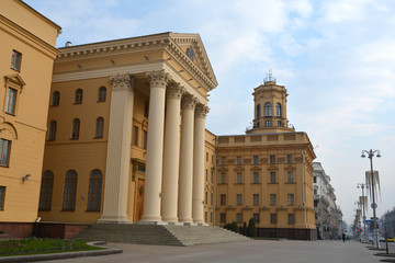 Obraz premium Minsk, Belarus - 29/03/2020: KGB building on Independence Avenue