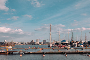 Obraz na płótnie Canvas Beautiful seascape with yachts on the pier.