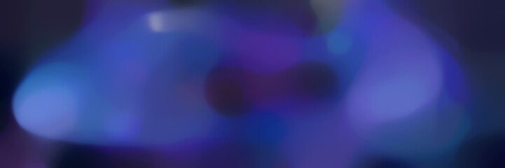 centered blurred bokeh horizontal header background with dark slate blue, very dark blue and steel blue colors and space for text