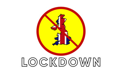 Illustration vector graphic of Sign caution of United Kingdom Lockdown. Vector illustration of warning sign. Coronavirus outbreak. Warning sign of Prohibited from leaving the United Kingdom country.