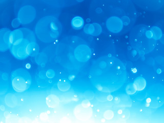 White bokeh on a blue background .Blue  bokeh background. Blur background. White bubbles.