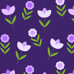 Abstract plants seamless pattern. Spring or summer background with cute little flowers. Flat vintage floral background color in flower.Floral texture