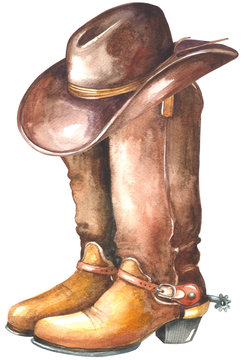 Cowboy boot with western hat