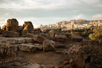 ruins of greek ancient temple in sicily