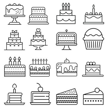 cake icon vector set. dessert illustration sign collection. delicious symbol. confectionery logo.